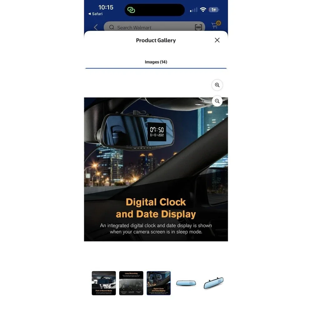 YADA 720p MIRROR ROADMAP 2.4' SCREEN 120DEGREE ANGLE MOTION DETECTION